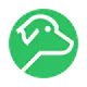 Applydog logo - dogs head on green