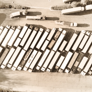 lot of trucks parked pictured from above